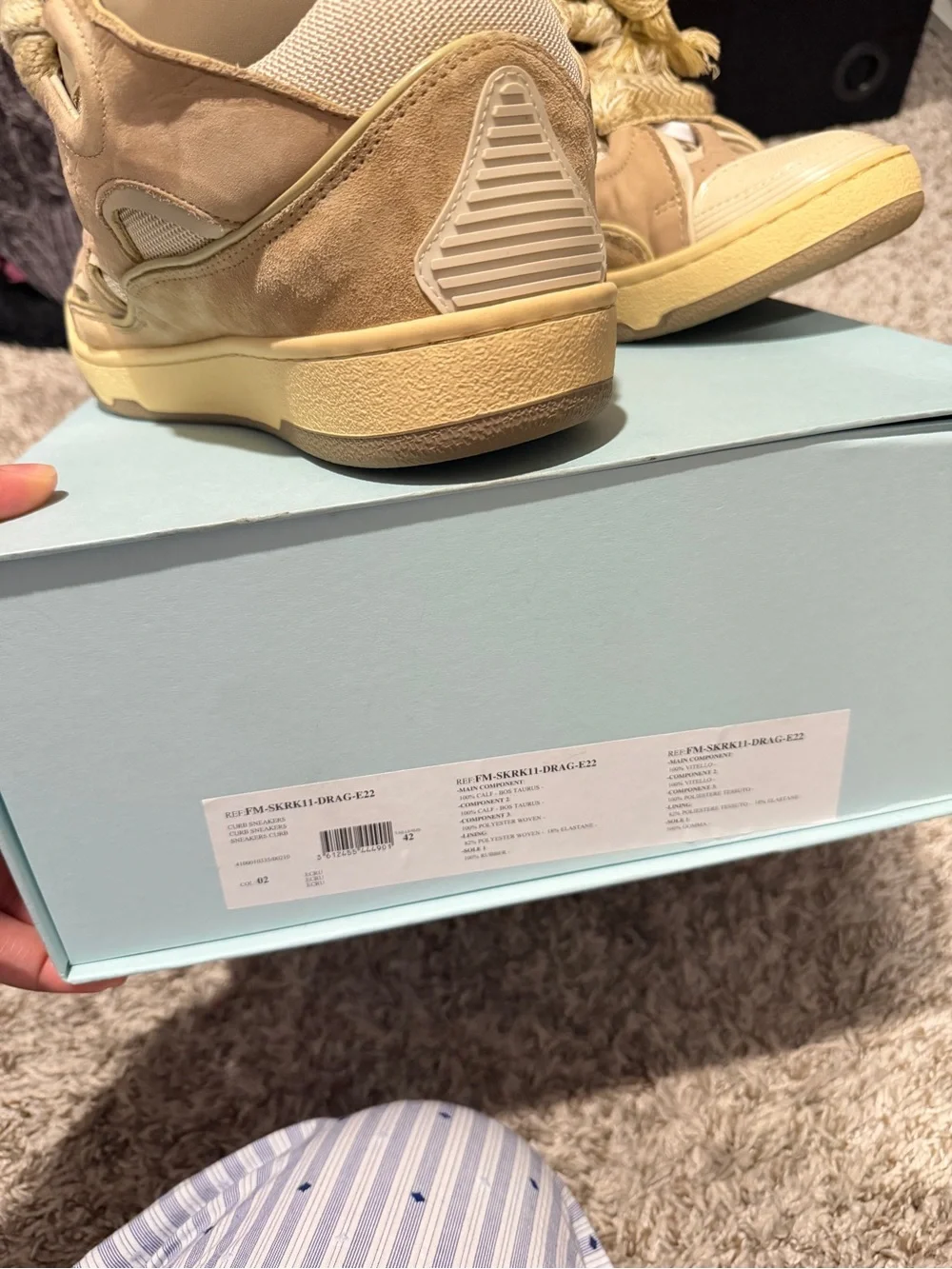 Lanvin Beige and Cream High-Top Men's Sneakers
